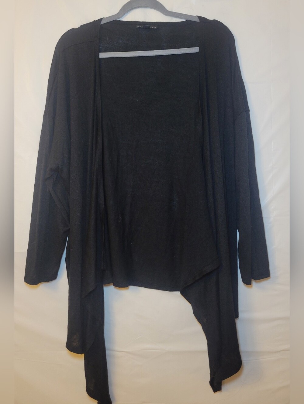 attention Black Lightweight Open-Front Draped Cardigan